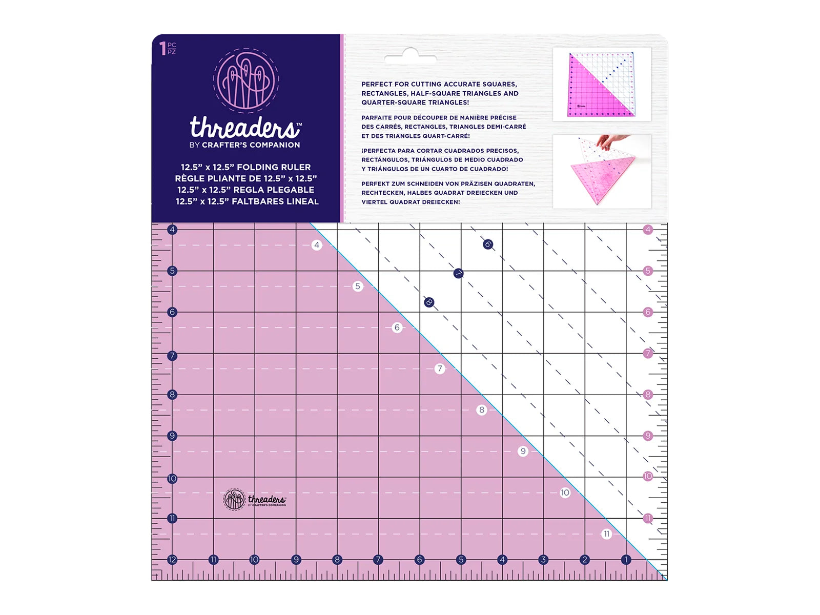 Threaders 12.5" x 12.5" Folding Ruler