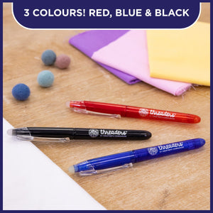 Threaders Erasable Fabric Pens - 3pk