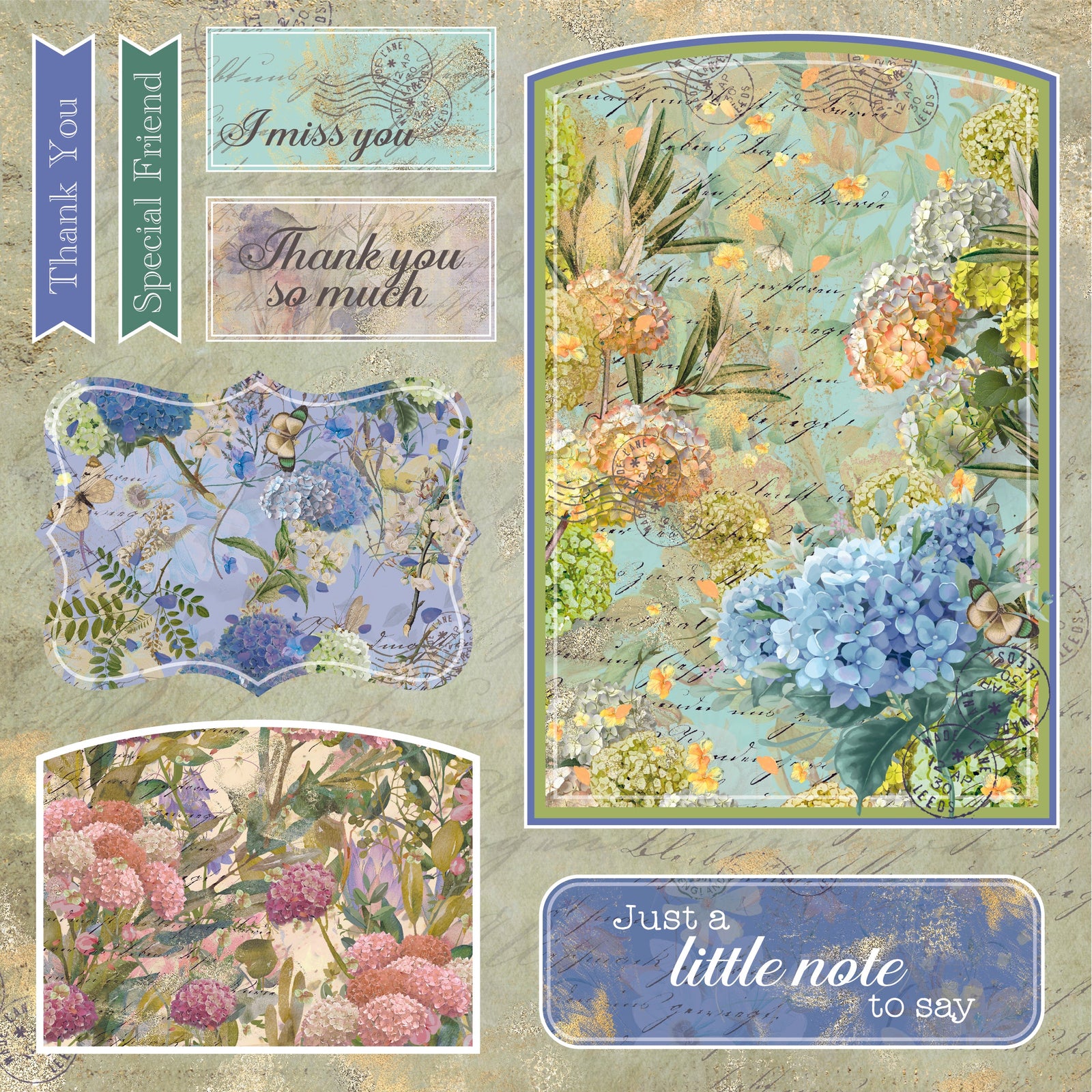 Nature's Garden - Hydrangea - 8" x 8" Topper Pad