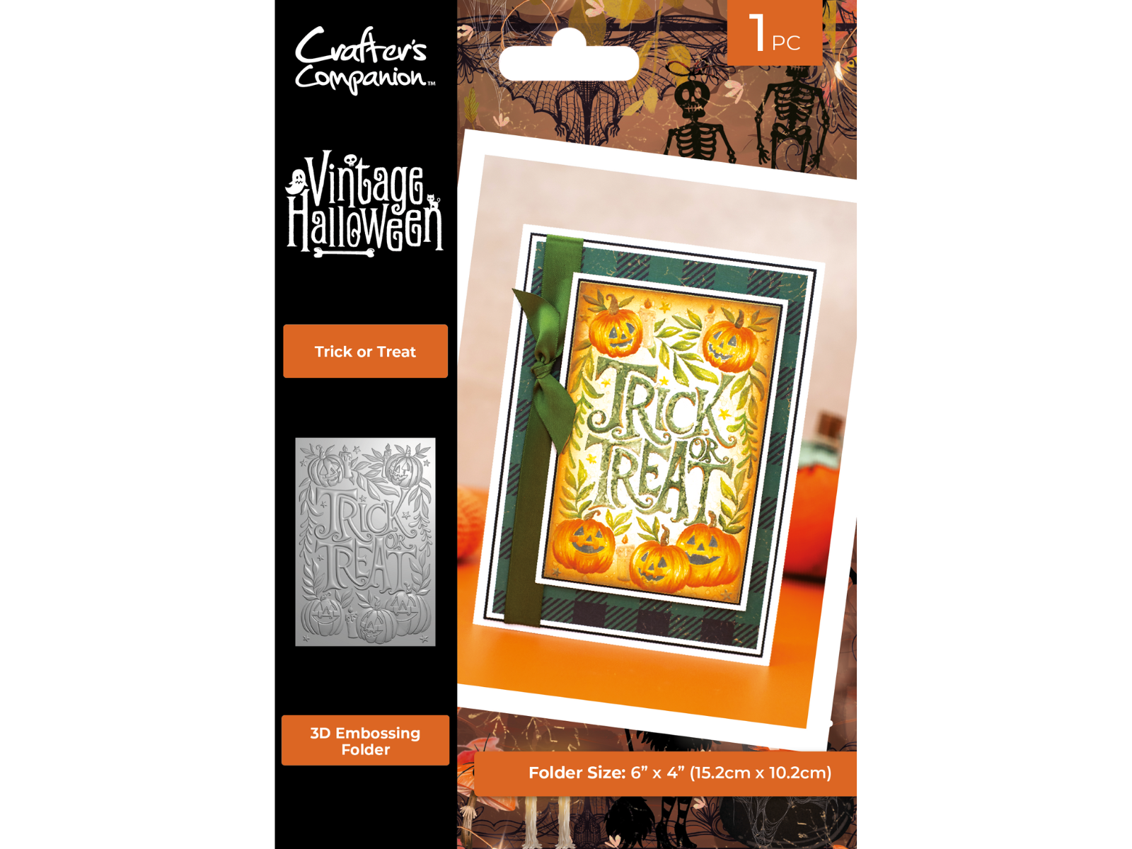 Vintage Halloween 3D Embossing Folder 4" x 6" - Trick or Treat