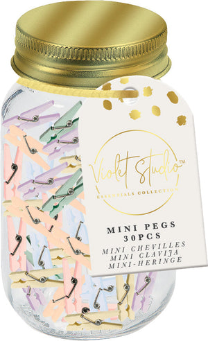 Mini Pegs Jar Pastels - 30pcs - Violet Studios