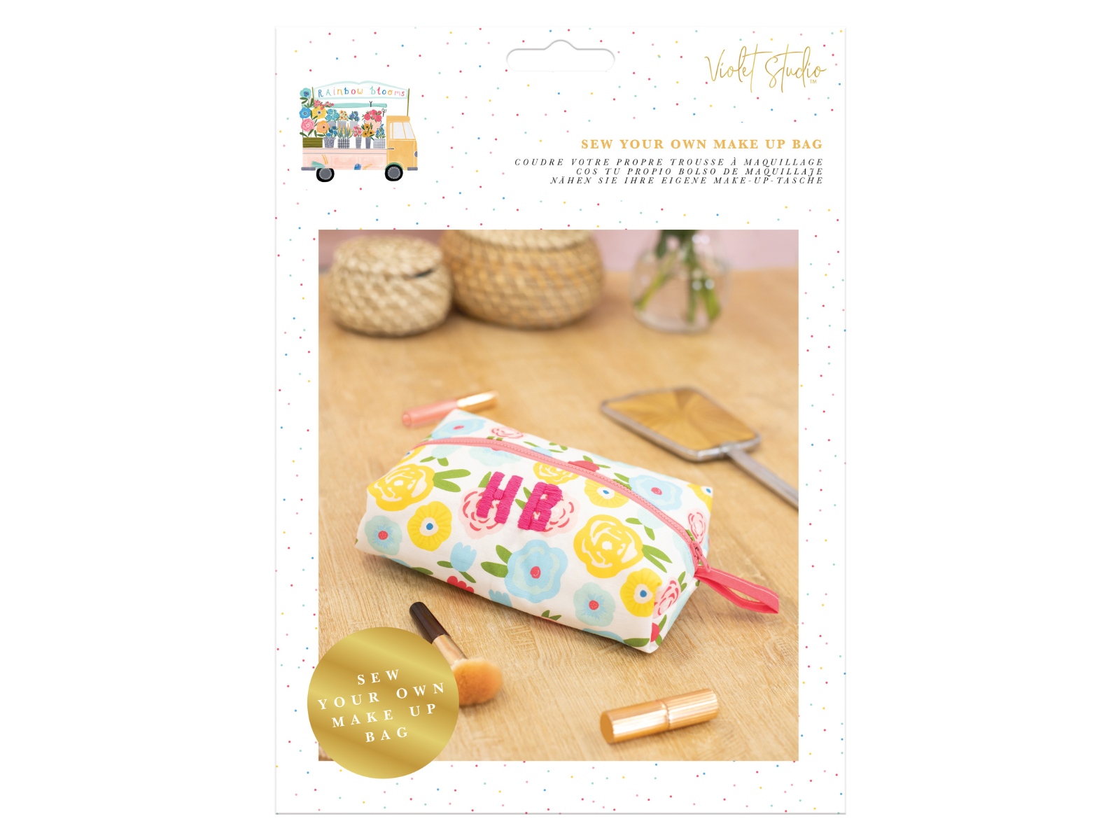 Make Your Own Make Up Bag Kit - Rainbow Blooms - Violet Studios