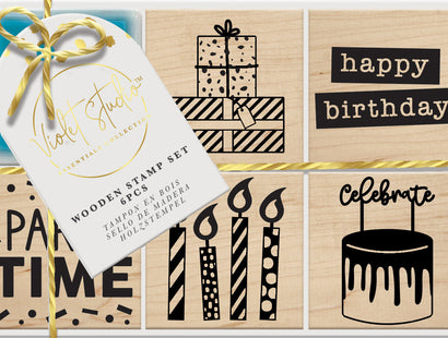 Wooden Stamp Set Party - 6pcs - Violet Studios