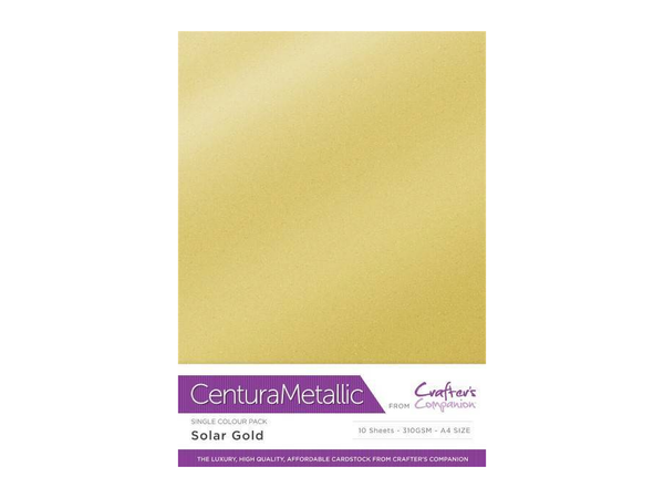 Crafter's Companion Centura Pearl Metallic A4 Single Colour 10 Sheet Pack - Solar Gold