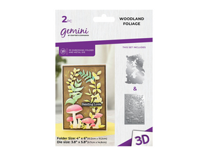 Gemini 4 x 6" 3D Embossing Folder & Metal Die - Woodland Foliage