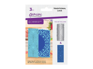 Gemini Frame Edge Embossing Folder & Die - Traditional Lace