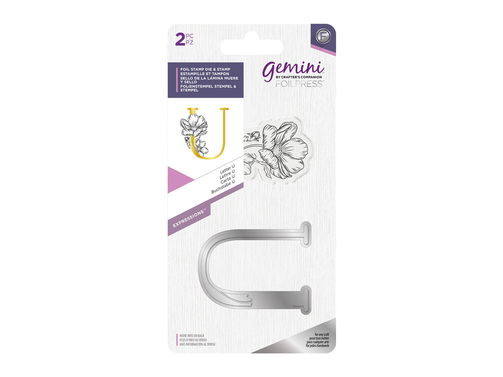 Gemini FOILPRESS Expressions Large Stamp and Die Set - Letter U