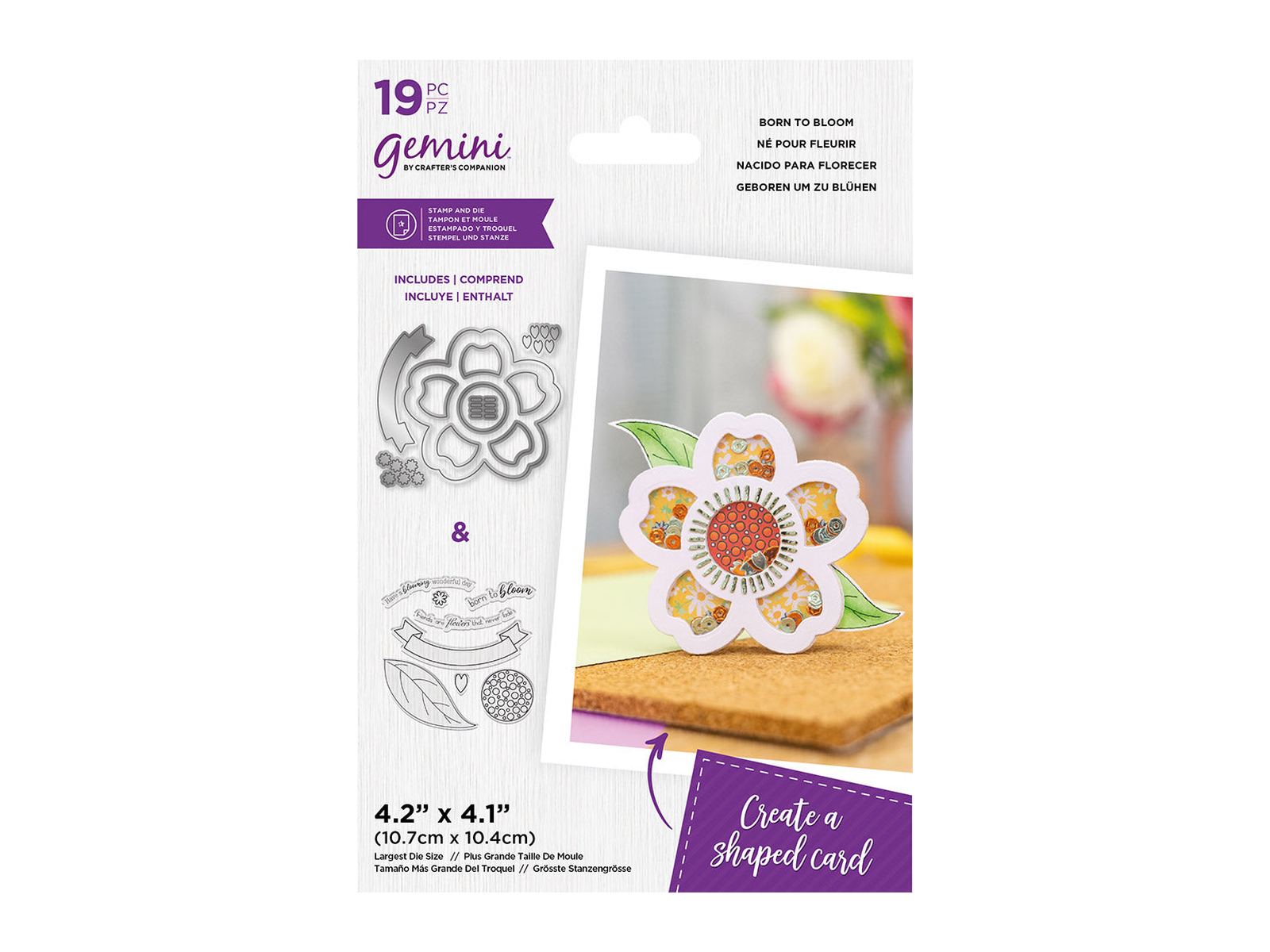 Gemini Shaped Shaker Stamp and Die - born to bloom