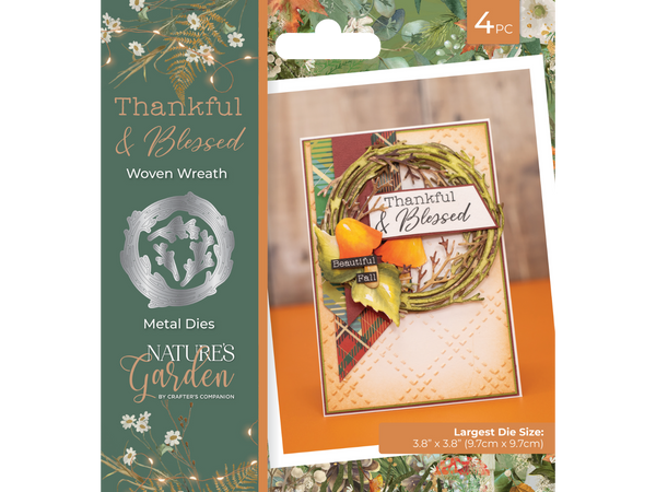 Nature's Garden - Thankful & Blessed Metal Die - Woven Wreath