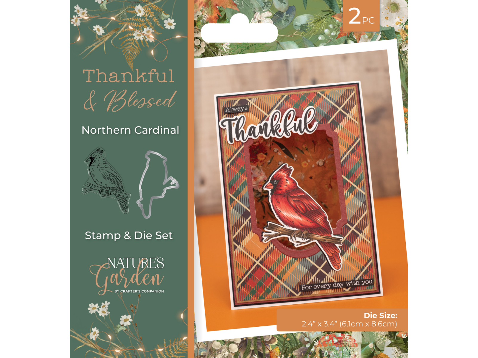 Nature's Garden - Thankful & Blessed - Stamp and Die - Northern Cardinal