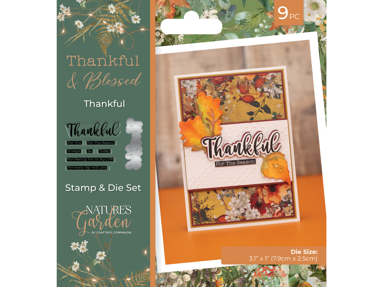 Nature's Garden - Thankful & Blessed Stamp and Die - Thankful