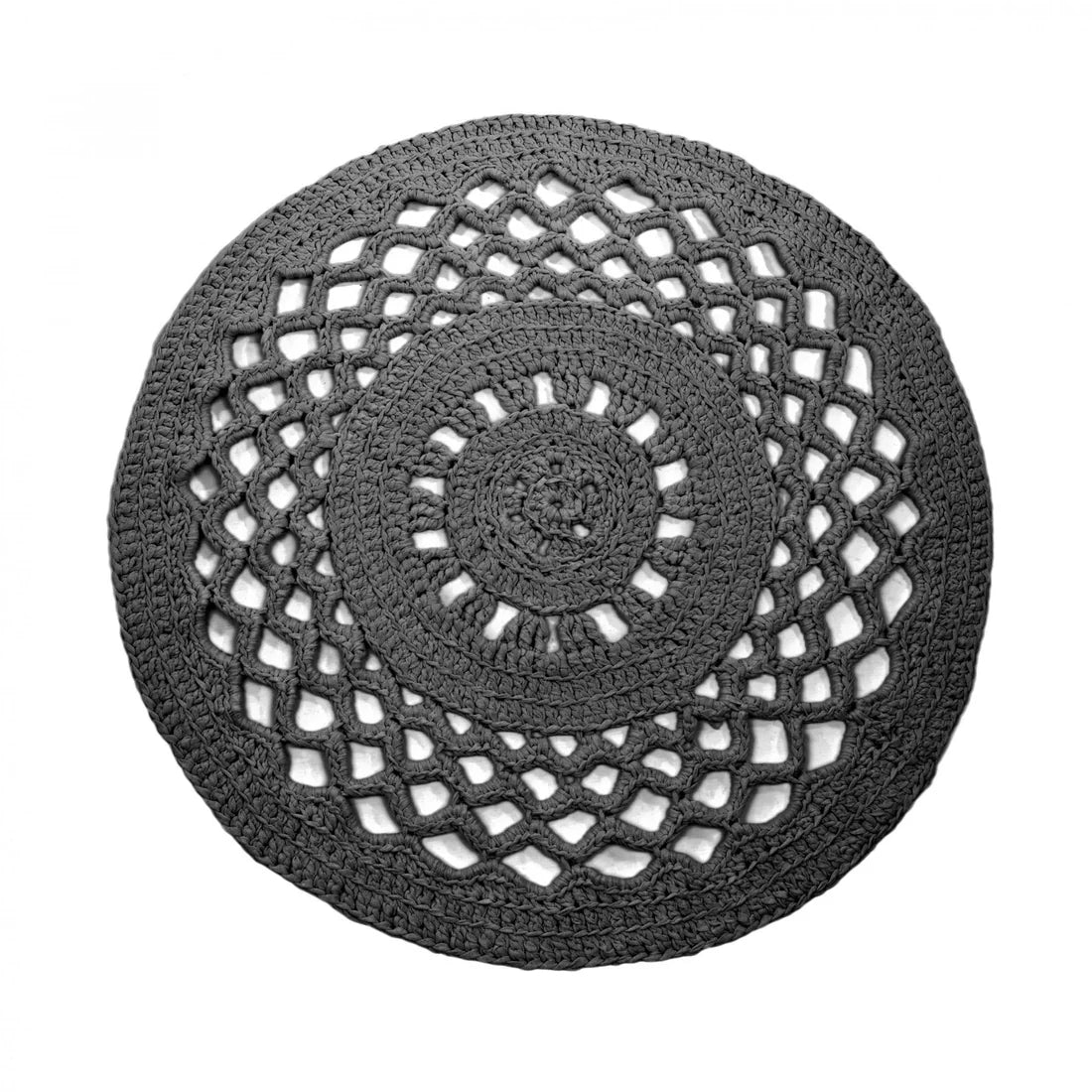 RibbonXL : Crochet Round Rug - Stone Grey