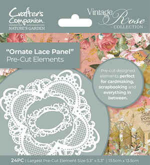 Nature's Garden Vintage Rose Pre-cut elements - Ornate Lace Panel